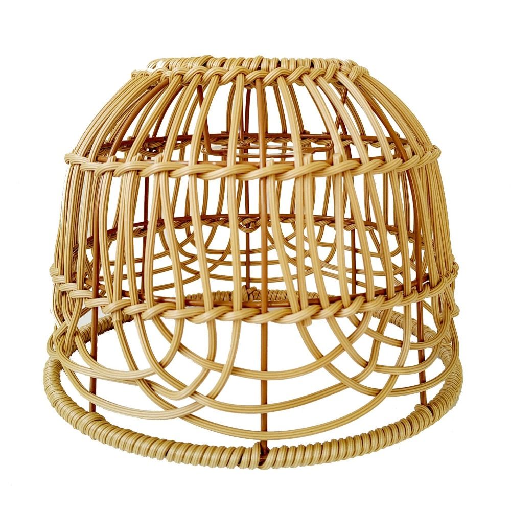 MMLUCK Hanging Simulated Rattan Lamp Cover Plastic Vintage Geometric Light Cover Home Decor Rustic Pendant Light Cover Ceiling Light Fixture