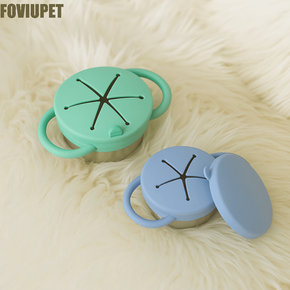 TUQIAO47503 ถอดออกได้ ภาชนะใส่ขนมสำหรับเด็กเล็ก ด้ามจับที่จับง่าย ซิลิโคนเกรดอาหาร ถ้วยขนมสแตนเลส ใหม่ แบบพกพา ภาชนะใส่ขนมที่ป้องกันการหก ที่รัก ราคา 161 บาท*ส่งฟรี