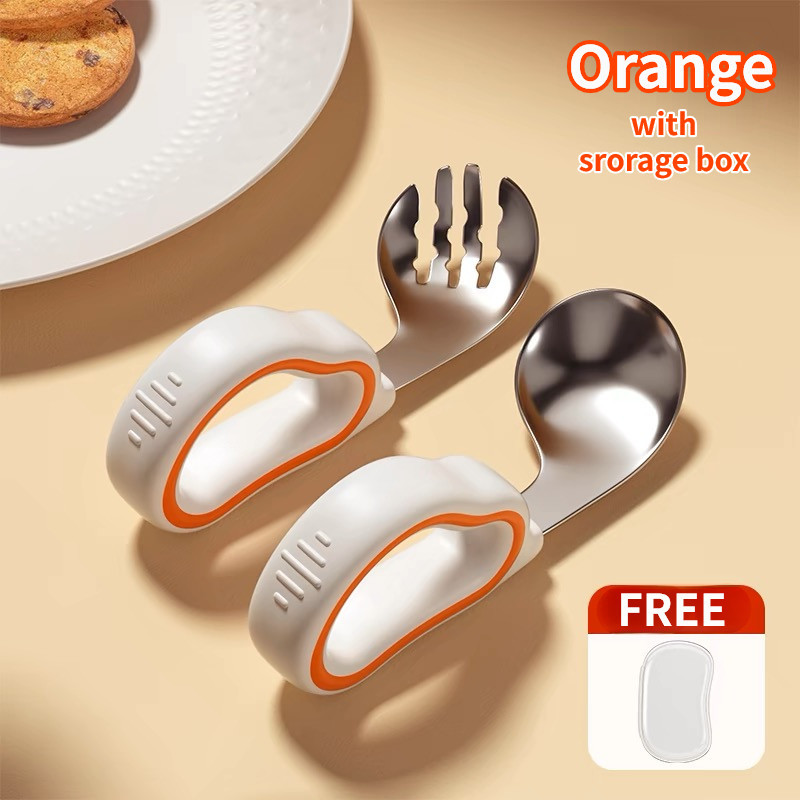 Baltra Spoon Learning To Eat Training Self-eating Eating Silicone Handle Stainless Steel Fork Spoon baby spoons