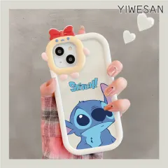 YIWESAN Casing Hp iPhone 6 Plus 6s Plus 7 Plus 8 Plus Case pola kartun Stitch Casing ponsel lensa Monster kecil kesing hp pelindung Cases lunak silikon warna Solid Softcase