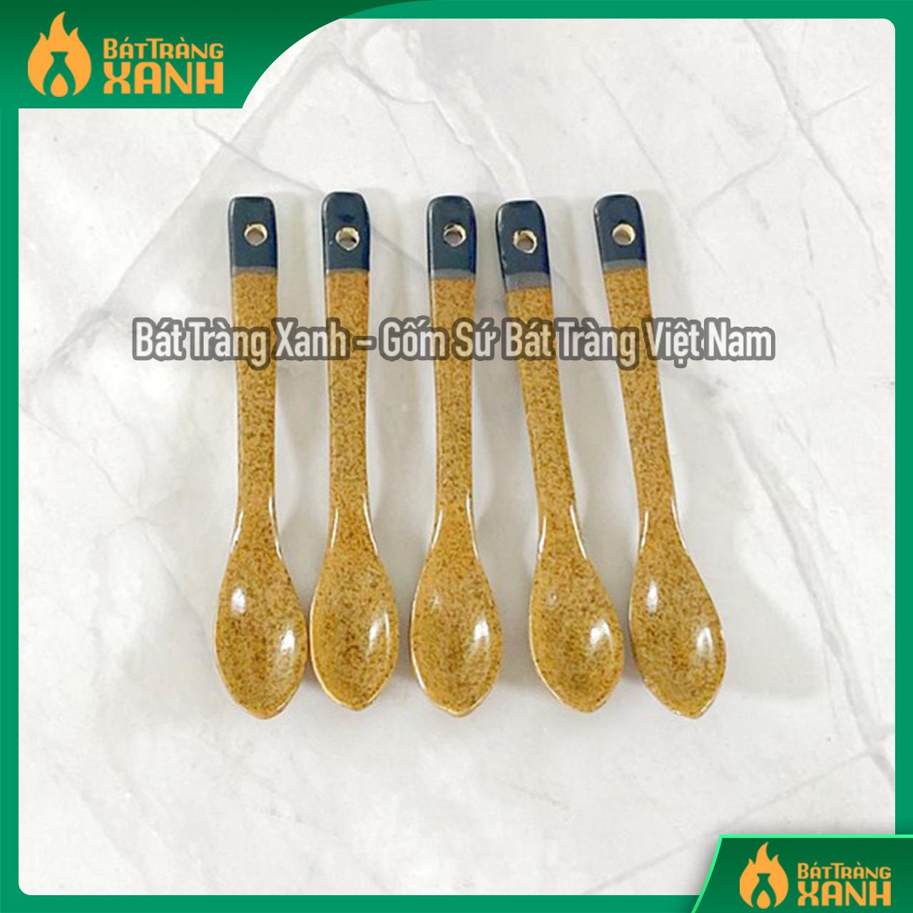 Thìa Cafe/Cà Phê Men Nâu Gốm sứ Bát Tràng cao cấp Gốm Sứ Bát Tràng - Gốm Sứ Bát Tràng Xanh