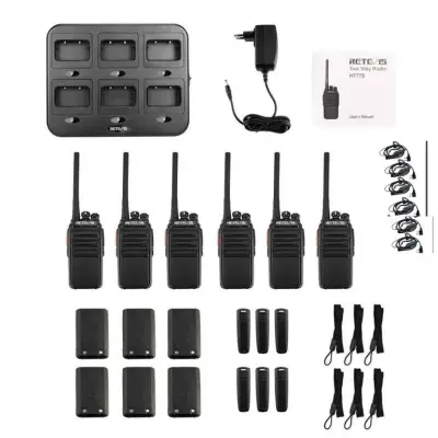 Singapore stock! License free IMDA approved, Combo promotion, 6pcs Retevis RT24 Walkie Talkie + Six-Way Charger + 6 pcs of earpieces PMR Radio UHF VOX Handheld Two Way Radio Transceiver Radio