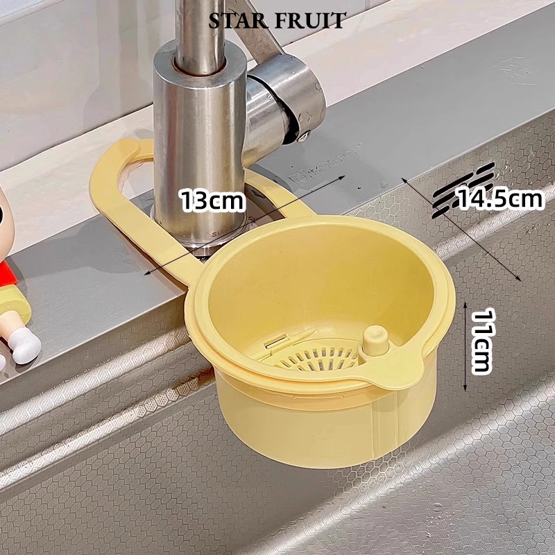 STAR FRUIT⭐ Foldable Hanging Sink Strainer for Kitchen Food Waste Filtering and Fruit Washing ราคา 18 บาท*ส่งฟรี