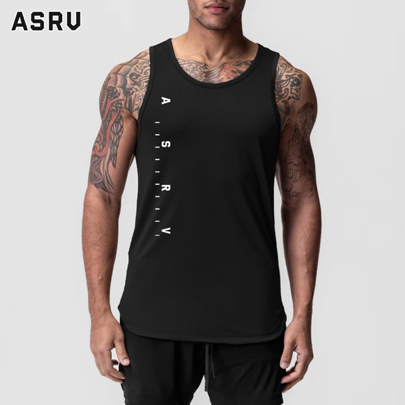 ASRV áo thun nam boy phố unisex áo thun tay ngắn Xe tăng nam mùa hè Thanh Niên đàn hồi cao không tay áo thun thể thao nhanh khô dưới hàng đầu