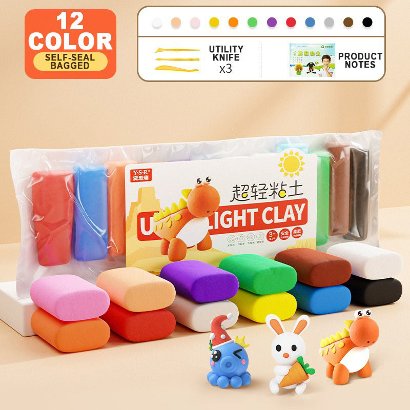 12/24/36 Colors Super Light Clay Set With Tools Plasticine For Kids Non-Toxic DIY Modeling Clay Craft Handwork Air Dry Clay Set Space Light Weight Clay Foam Clay Air Dry Clay