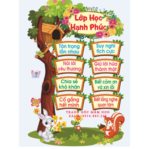 Trang trí lớp học - lớp học hạnh phúc decal cắt dán