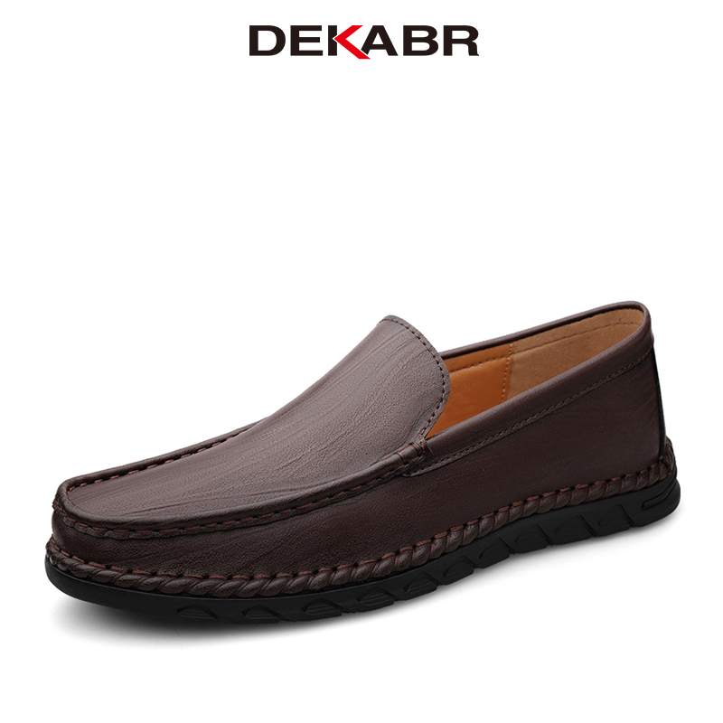 DEKABR Fashion Casual Men Shoes Slip On Genuine Leather Loafers Comfortable Handmade Classical Business Shoes Size 38-46 ราคา 1,116 บาท*ส่งฟรี
