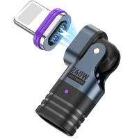 FONKEN อะแดปเตอร์แม่เหล็ก PD240W USB C กับไมโคร USB 16Pin ชนิด C USB IOS ตัวผู้180ตัวแปลงข้อมูลที่หมุนได้ ° สำหรับ Samsung iPhone