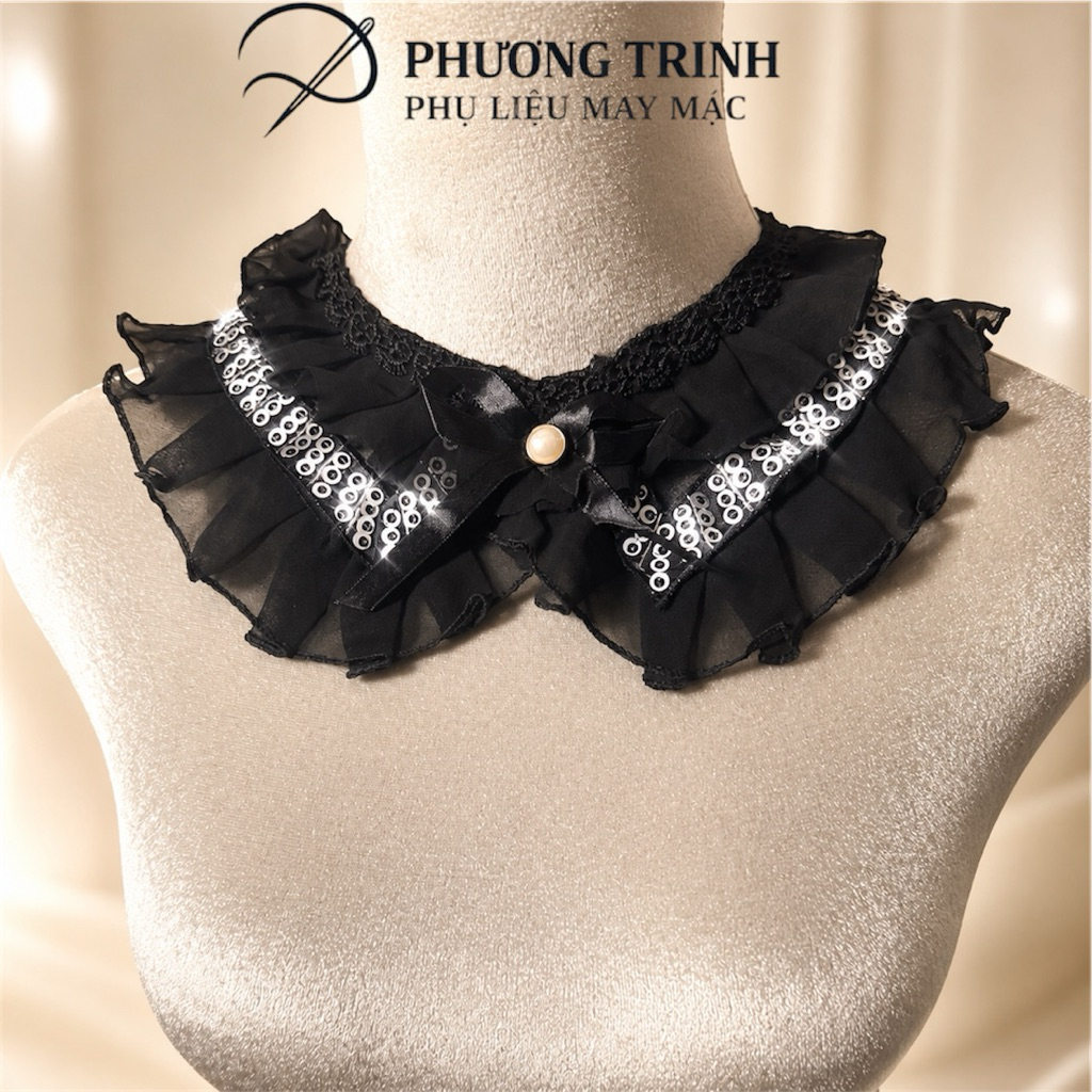 🖤 CỔ ÁO REN BÈO ĐÍNH KIM SA CAO CẤP 🖤