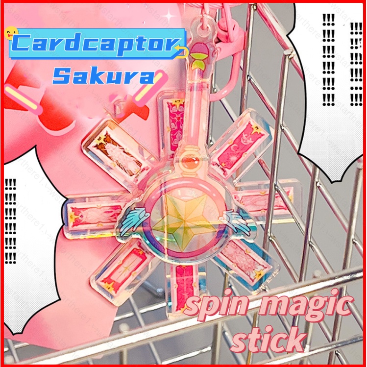 Ere1 cardcaptor sakura laser keychain xoay magic wand keyring acrylic túi dễ thương mặt dây chuyền xe hơi bộ sưu tập người hâm mộ hoạt hình