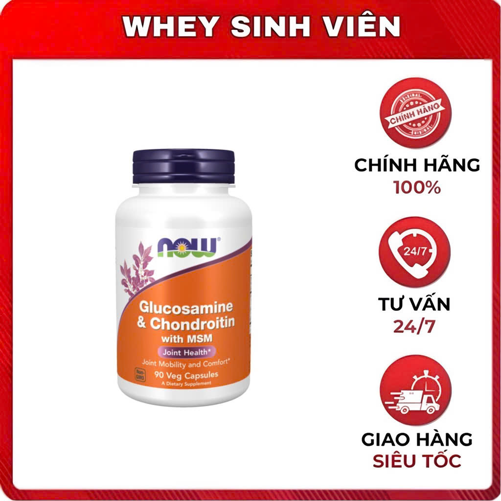 [Chính hãng] Viên uống Now Glucosamine & Chondroitin [90 viên] hỗ trợ sức khỏe xương khớp tại Whey sinh vien