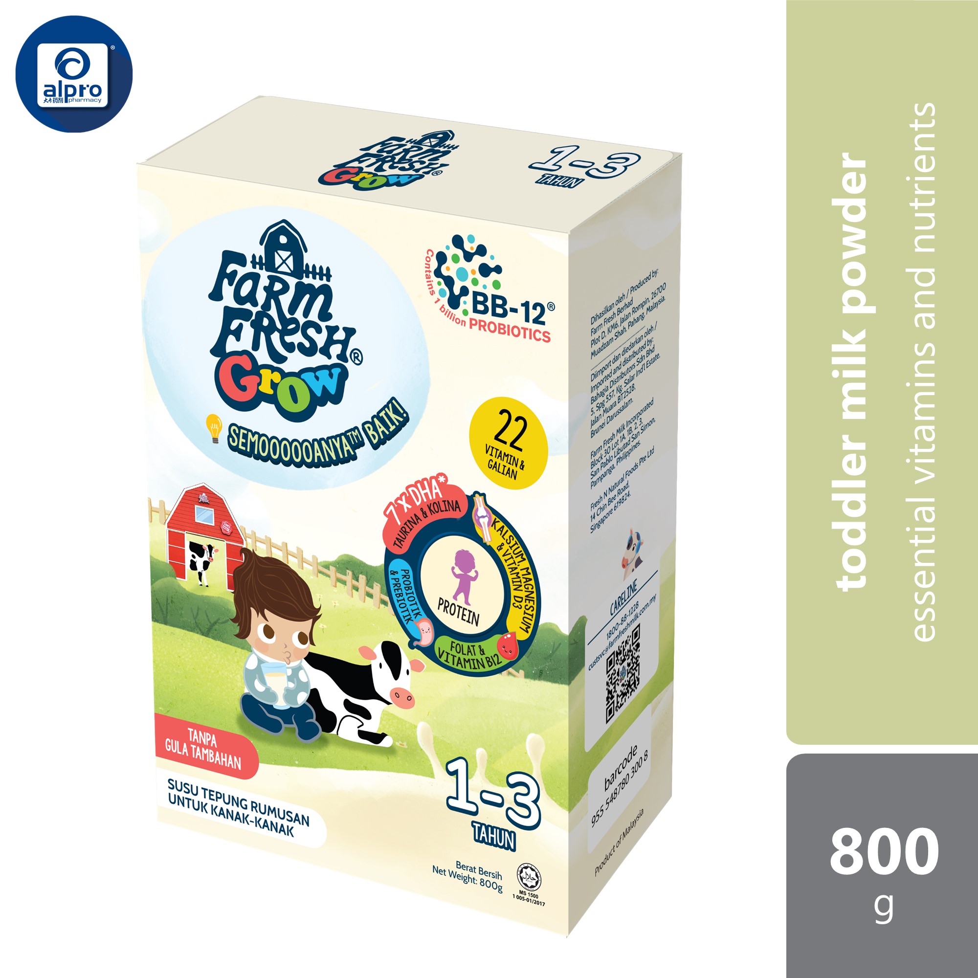 Farm Fresh Grow Powder 1-3 Years 800g | Milk Formula / Essential Vitamins and Nutrients