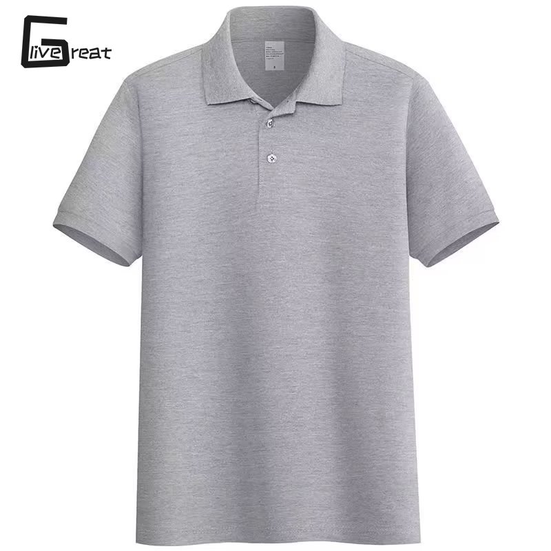 LIVE GREAT Men's Japanese Harajuku Short Sleeve Polo Shirt Solid color non-printed Polo collar short sleeves ราคา 61 บาท*ส่งฟรี