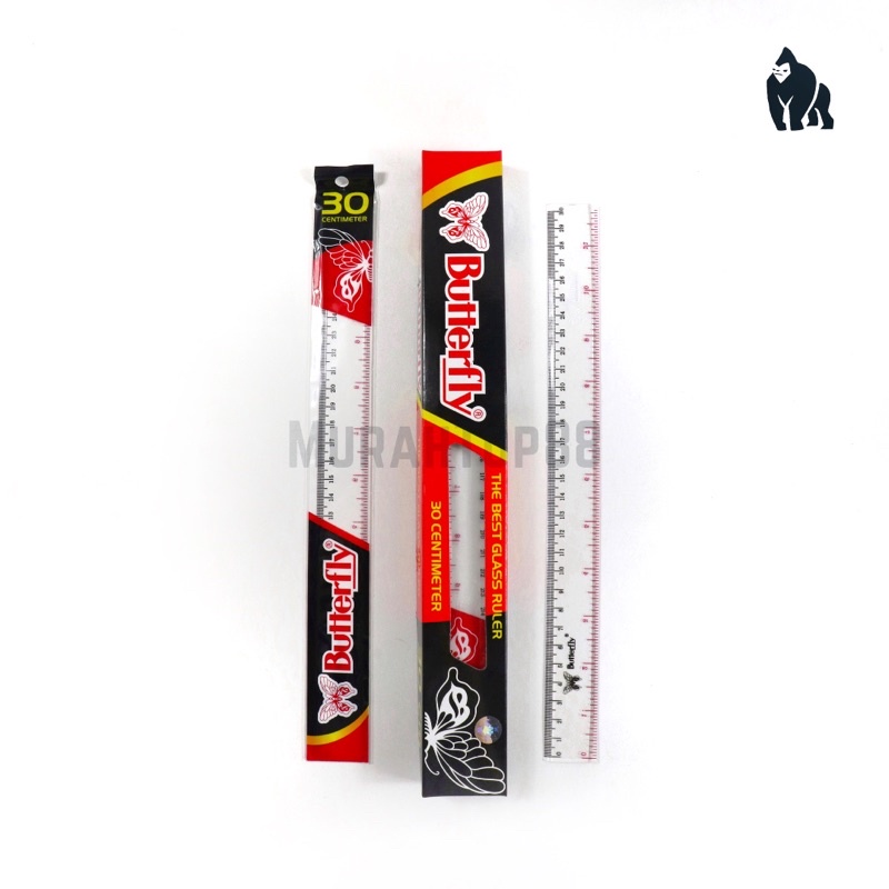 [PER PCS] Penggaris Plastik 30 cm Butterfly / Garisan Plastic Mika Premium / Glass Ruler