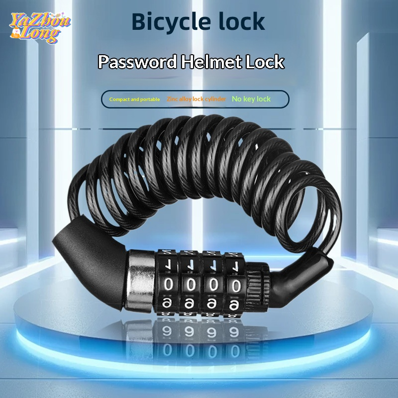 YZLong 4-Digit Combination Helmet Lock with Small Hole Design, Waterproof and Anti-Theft Cable Lock for Bike, Motorcycle, and Electric Scooter ราคา 55 บาท*ส่งฟรี