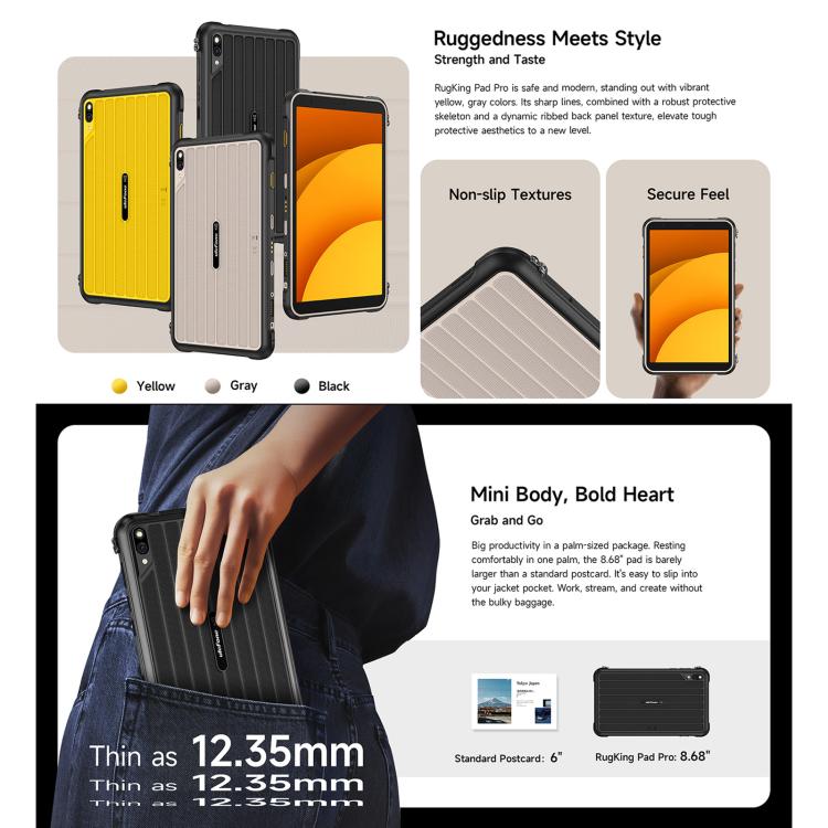 Ulefone Rugking Pad Pro Rugged Tablet PC, 8GB+128GB, 8.68 inch Android 16 Unisoc T7250 Octa Core 4G Network, EU Plug ราคา 15,559 บาท*ส่งฟรี