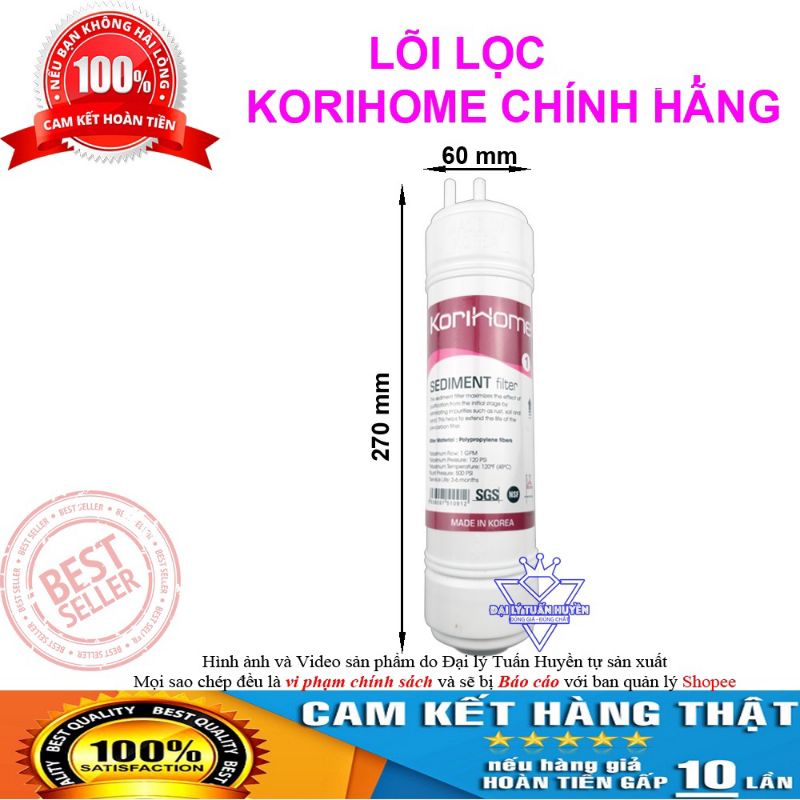 Bộ lõi lọc nước 123 KoriHome chính hãng ( 2 lõi Sediment + 1 lõi Pre Carbon)