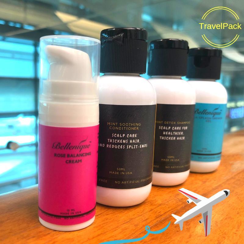 Buy Bellenique Mint Detox Hair and Body Travel Set, convenience for those who always on the go. Mint Detox shampoo & conditioner for your haircare, Sea Splash body wash and Rose ReNewal Cream for your complete body care. Beaute - Travel set Singapore