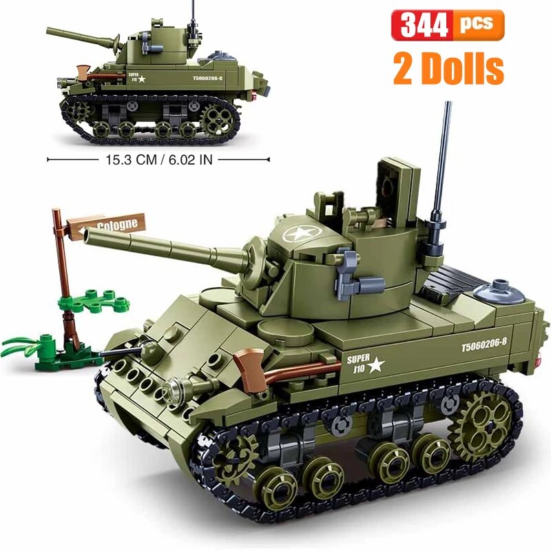 Compatible with LEGO SLUBAN WWII Series Normandy Landing P-51 Mustang Fighte Khối Higgins Landing Mô