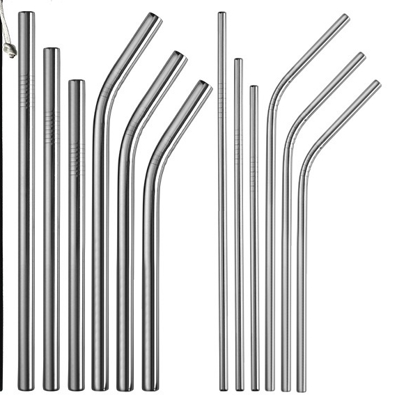 Ống hút inox nhiều kích cỡ, ống hút uống trà sữa cao cấp chống rỉ, cọ rửa ống hút