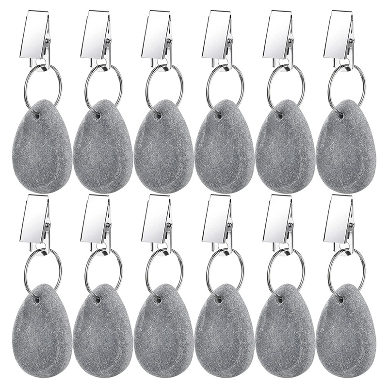 (TUQC) 12 Pieces Tablecloth Pendant Teardrop Shape Table Cover Weights Gray Tablecloth Weights Stone Table Weights Hangers