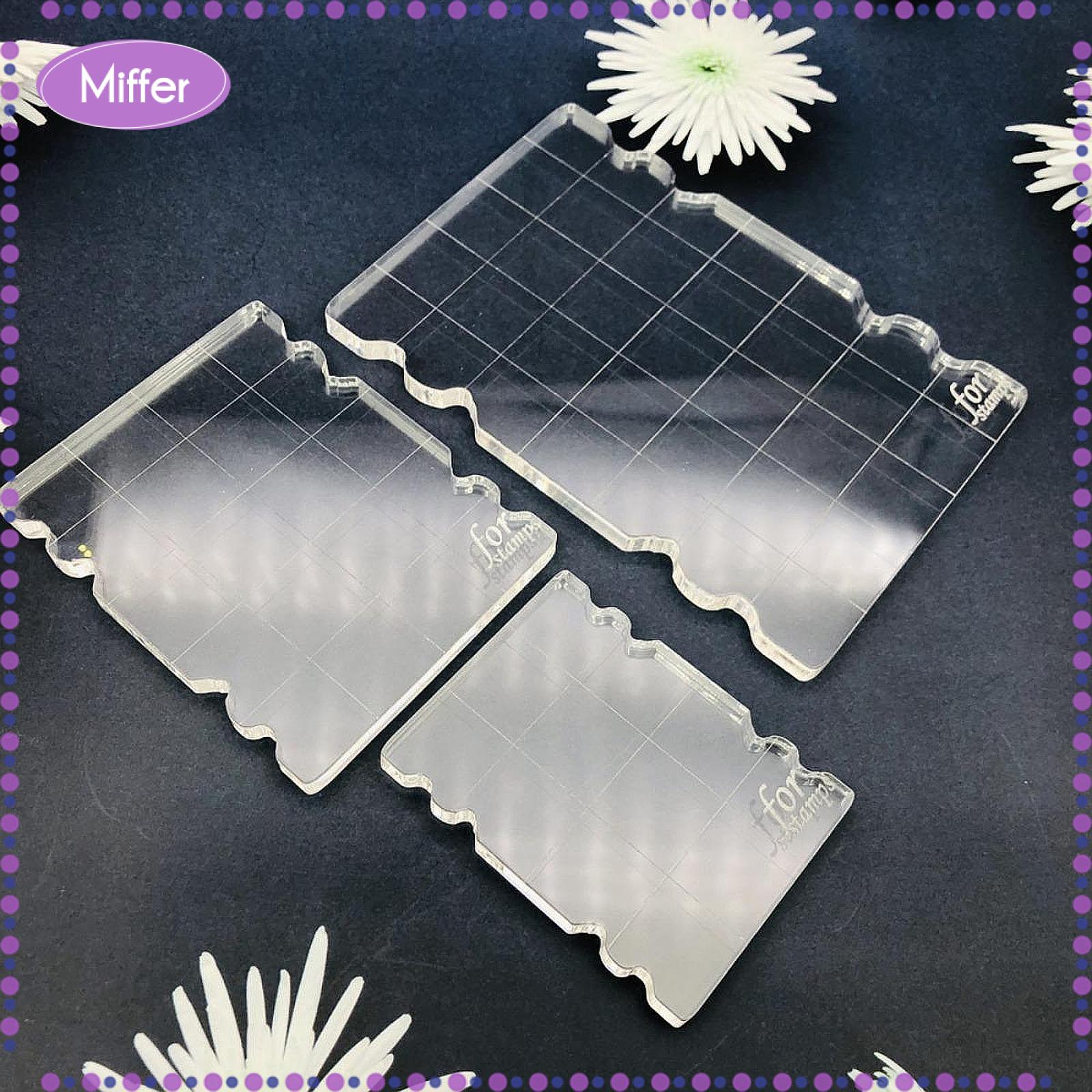 Miffer 3Pcs Acrylic Stamp Blocks with Grid Lines Stamping Blocks