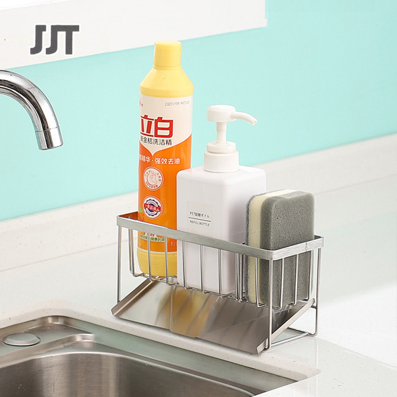 Stainless steel sink kitchen multifunctional shelf table sponge rag drain storage rack ราคา 240 บาท*ส่งฟรี