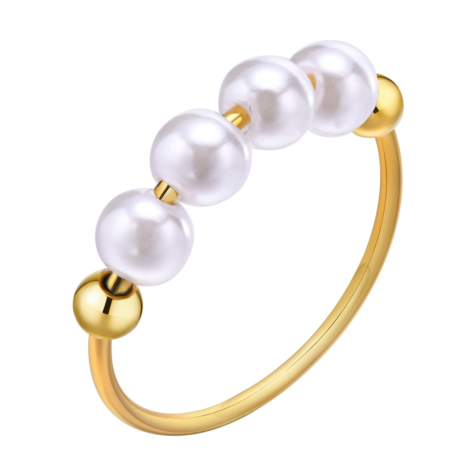 New Women Stainless steel Pearl Ring Luxury Anti-allergy Durable Band Ring ราคา 237 บาท*ส่งฟรี