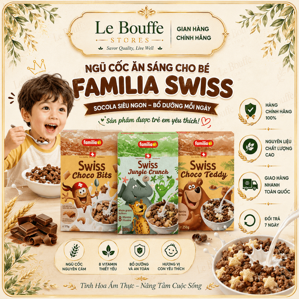 Ngũ Cốc Dinh Dưỡng, Giàu Vitamin, Thơm Ngon Nhân Socola Cho Trẻ Em Familia Swiss Choco