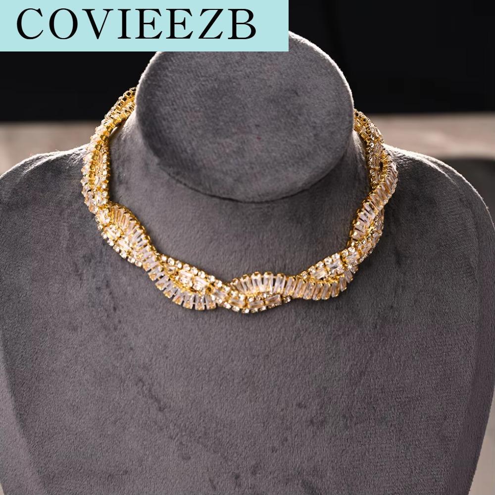 DAPPER คริสตัลเต็มรูปแบบ สร้อยคอคริสตัลรูปทรงเรขาคณิต หรูหรา หลายแถว สร้อยคอถักที่ทันสมัย ทันสมัย หนา สร้อยคอสั้นประดับเพชร งานเลี้ยงวันเกิด ราคา 173 บาท*ส่งฟรี