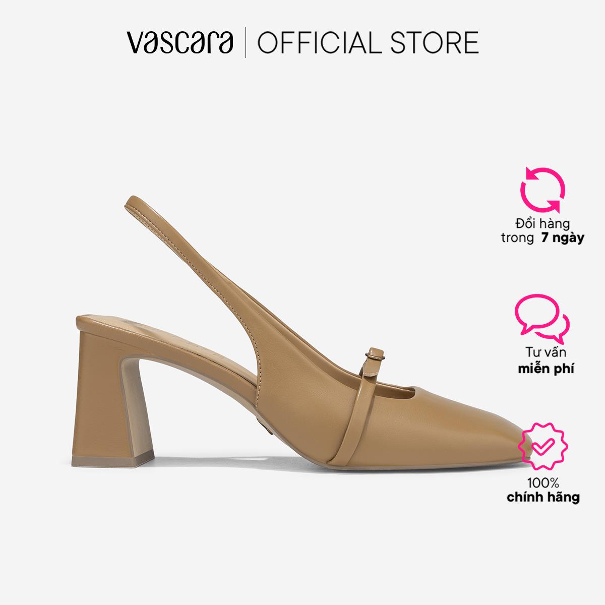 [Voucher 10%] Vascara Giày Slingback Mũi Vuông Nhấn Khóa Gài Cách Điệu - BMN 0678