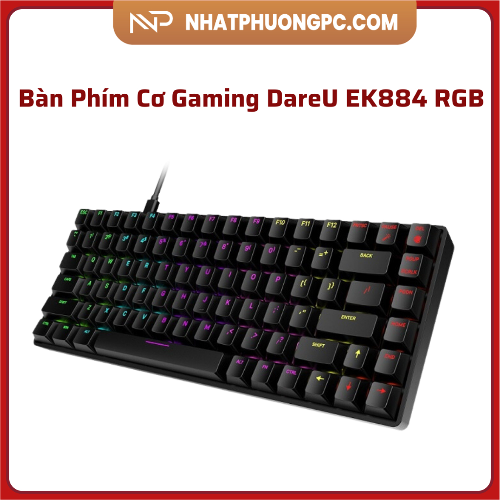 Bàn Phím Cơ Gaming DareU EK884 RGB - Hàng Chính Hãng