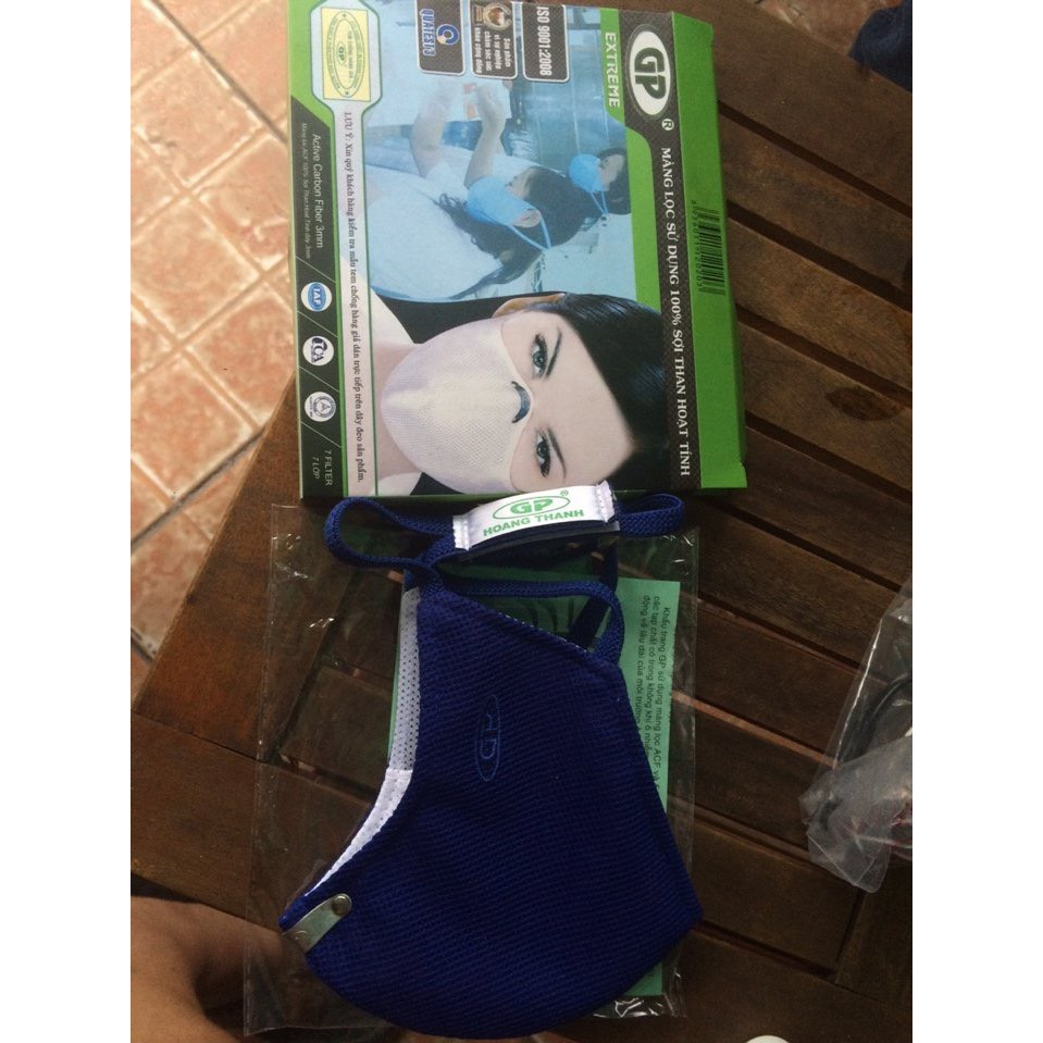 Khẩu trang than hoạt tính GP Extreme phòng độc,lọc hơi độc,hữu cơ,vô cơ - thun quàng sau gáy 7 lớp than hoạt tính.
