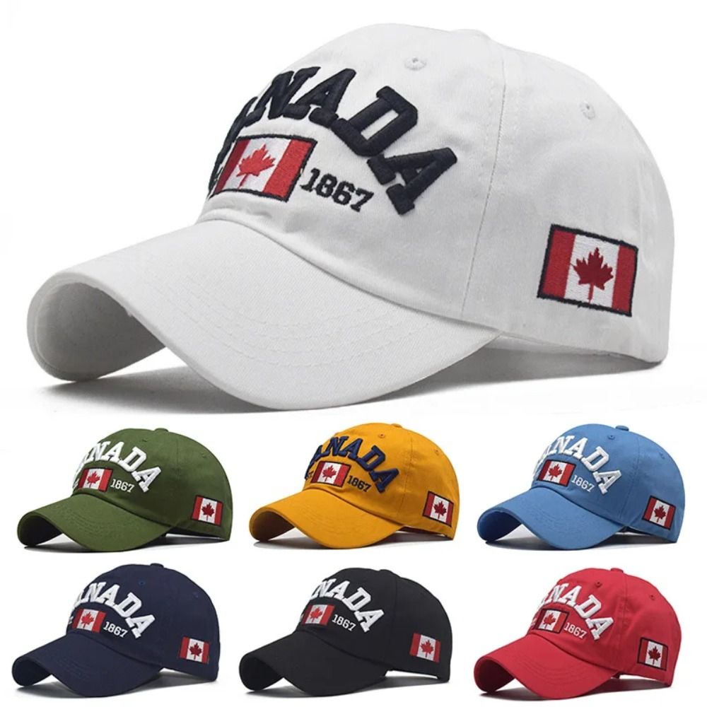 SHOWRO Embroidery Baseball Cap Cotton I Love Canada Dad Hat Fashion Flag Printed Casual Hats