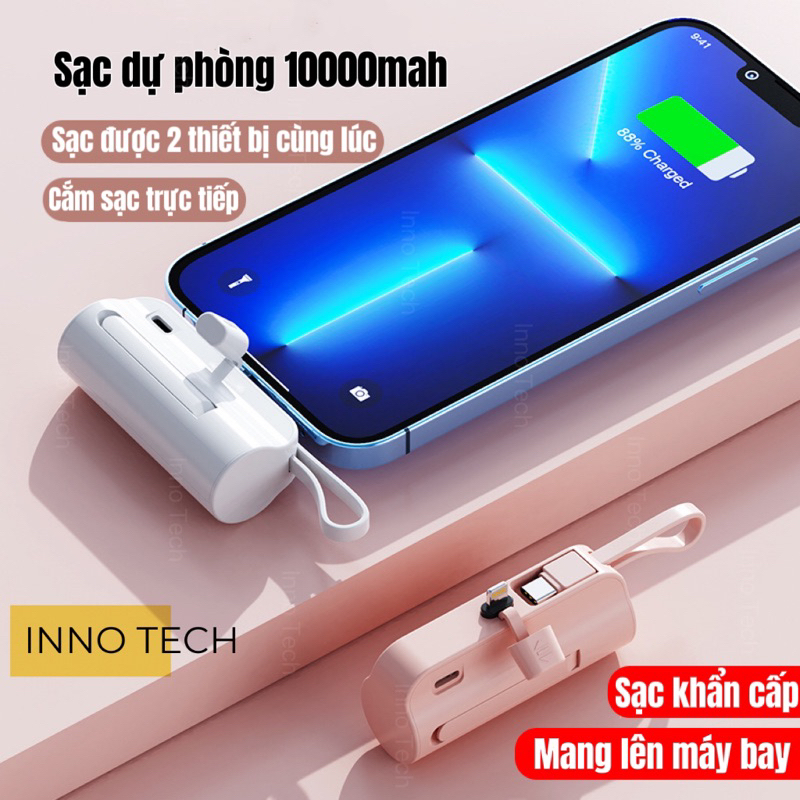 Sạc Dự Phòng 10000mah Không Dây, Sạc 2 Thiết Bị Cùng Lúc, Có Giá Đỡ ĐT, Dùng Trường Hợp Khẩn Cấp