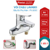 Vòi Chậu Lavabo Nóng Lạnh Pimisi PV-203C Cho Chậu Rửa Mặt 3 Lỗ (2 Chân) Bằng Đồng Thau Dùng Cho Nhà Tắm | Chính Hãng