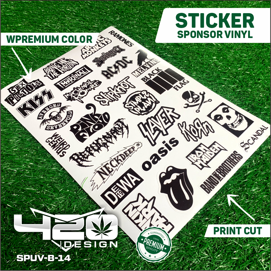 Stiker Aesthetic Stiker Pack Band Music Rock Metal Oasis Linkinpark Slipknot | Stiker Cutting Vinyl Hologram Princutt Band Music - Kode SPUV - 420 Design