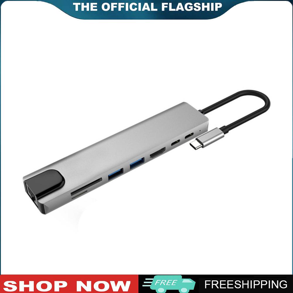 8 in 1 Pd Fast Charge Hdmi-compatible Card-reader Type C To 4k 100m Ethernet Port for Macbook Notebook Laptop Computer