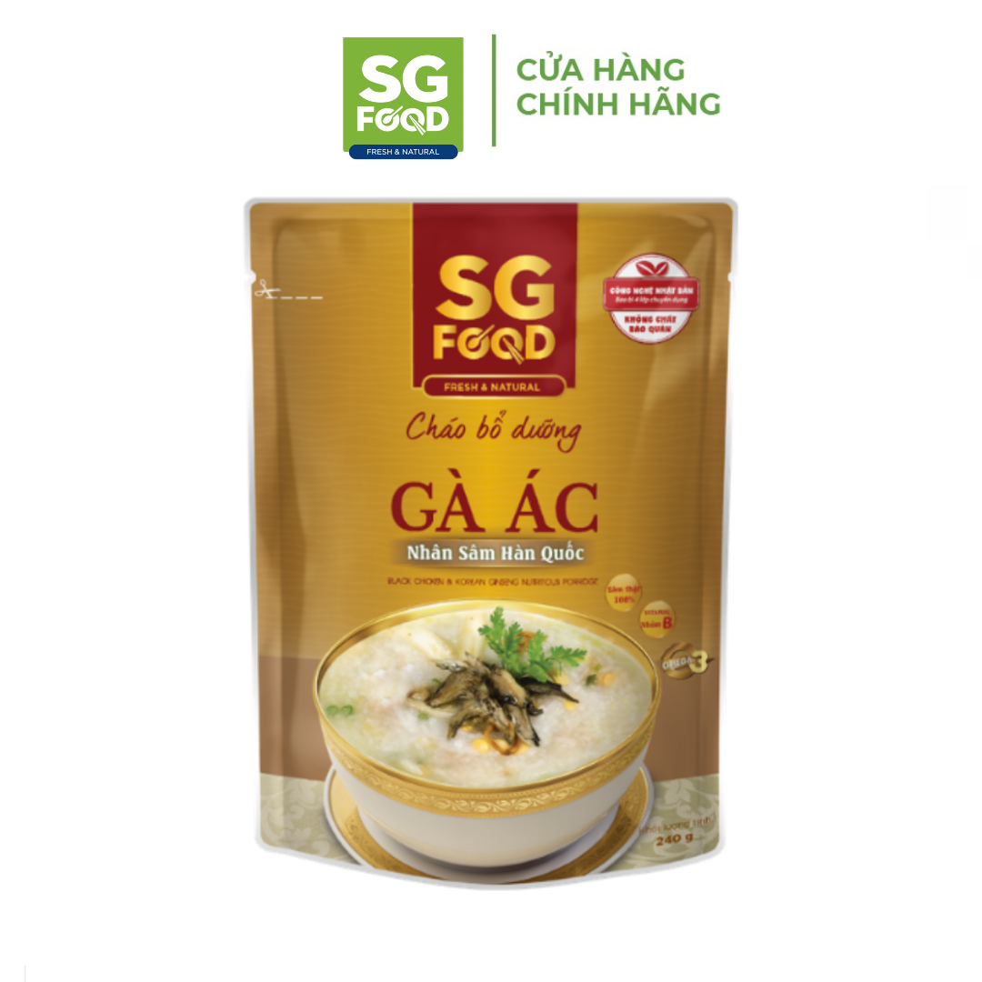 Combo 3 Gói Cháo bổ dưỡng Sài Gòn Food Gà ác Nhân sâm 240g x3 gói