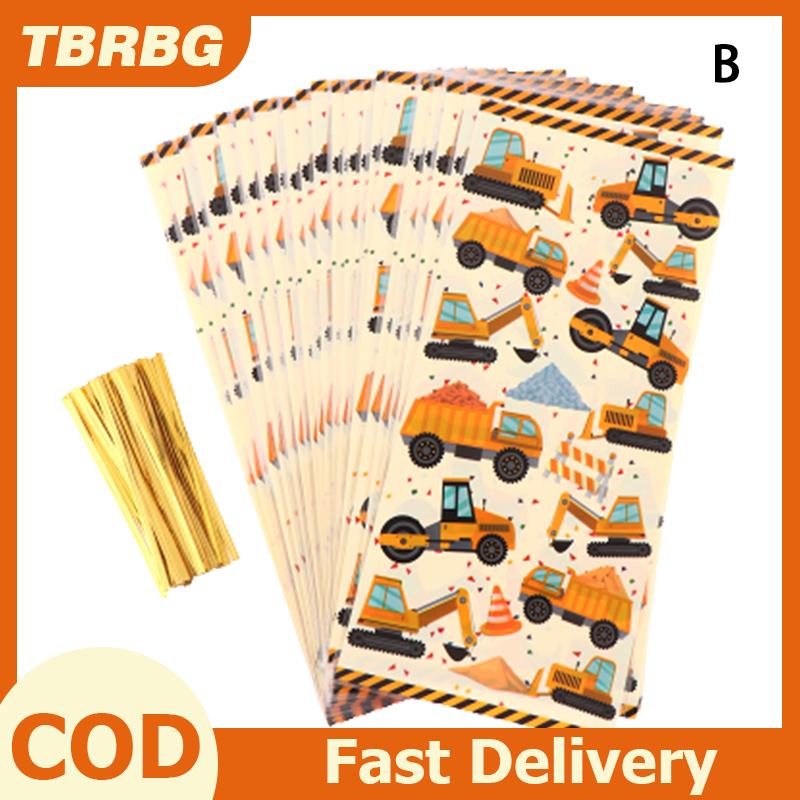 TBRBG 50pcs động vật rừng xây dựng bữa tiệc sinh nhật kẹo Túi Quà Tặng Biscuit đóng gói túi xây dựng bên túi quà tặng cho trẻ em