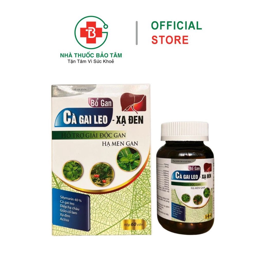 Bổ Gan Cà Gai Leo Xạ Đen - Hỗ Trợ Giải Độc Gan, Hạ Men Gan - Hộp 60 Viên