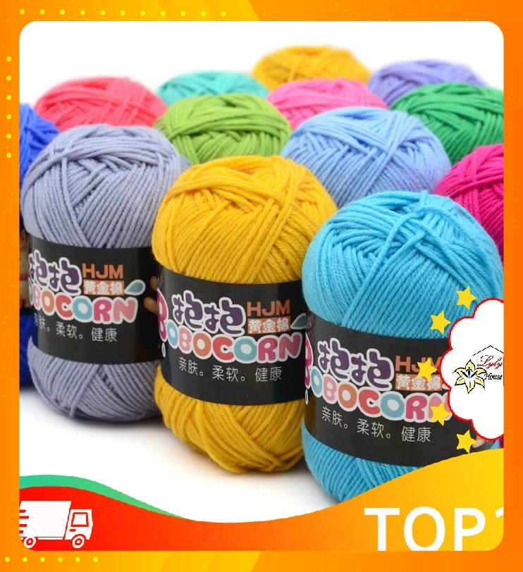 Len milk cotton bobo, len đan móc khăn mũ áo, len sợi mềm mịn không xù dùng được cho baby