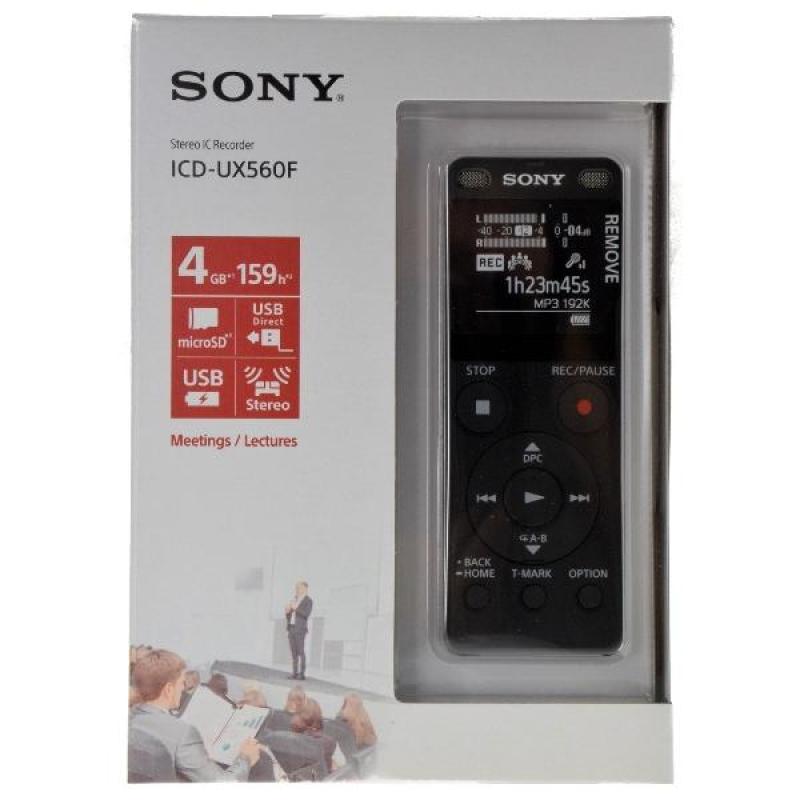 Sony ICD-UX560F Digital Voice Stereo IC Recorder with Built-In USB 4GB - Black Singapore