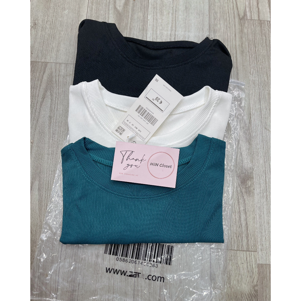Set 3 áo thun gân hàng xuất xịn - Áo thun nữ cổ tròn ôm body - HiiNCloset