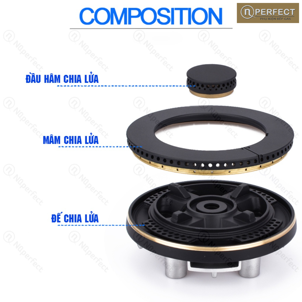 @phukienbepgas- Đầu đốt chia lửa bếp gas âm chính hãng Giovani G-268A, Giovani G-373 AB, Giovani G-368A.. ( mã HS019A / HS052A )