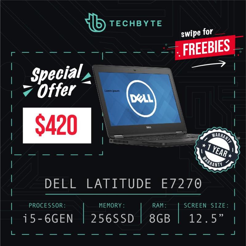 Dell Latitude E7270 - Grade A - 12 inch - Core i5 6GEN - 8GB RAM - 256GB SSD