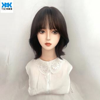 TSE mới tóc giả của phụ nữ Tóc Ngắn Tóc mái ngang không khí kết cấu Perm Hàn Quốc tóc xoăn ngắn Fluffy và thời trang kín đầu Bộ Mls-Mga-219