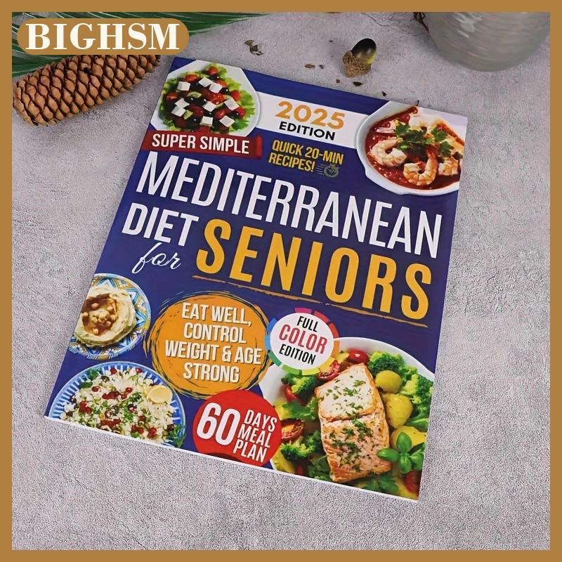 BIGHSM Sách dạy nấu ăn Địa Trung Hải đơn giản và dễ dàng cho người cao niên, cuốn sách công thức Địa Trung Hải