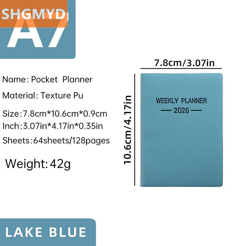 [COD] SHGMYD A7 Specification 2026 English Planner Book Mini Portable Pocket Daily Schedule Book Thin Weekly Calendar