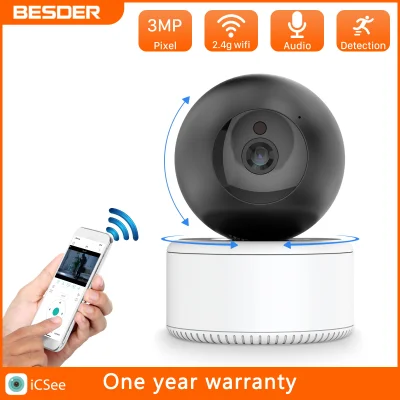 BESDER 3MP Wireless IP Camera CCTV 1080P P2P Two Way Audio Night Vision WiFi Security Motion Alert Mini Pan Tilt Video Home Security Camera ICSee APP